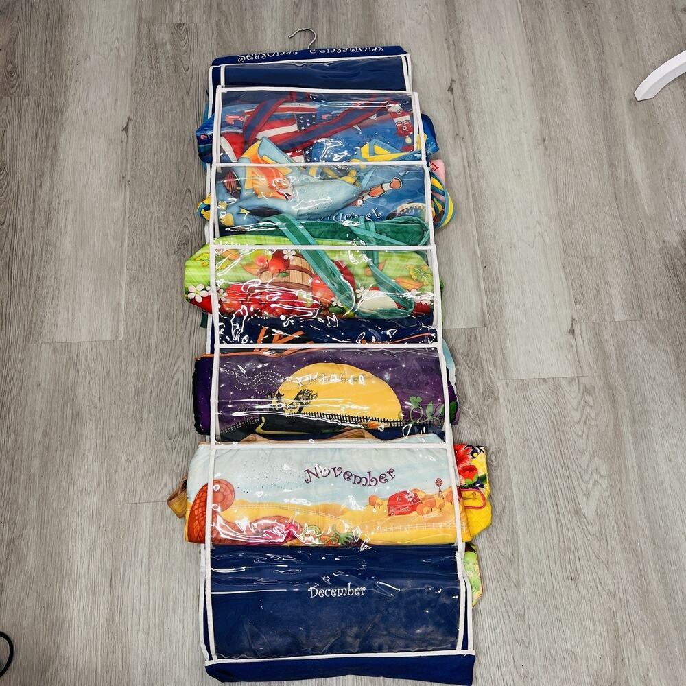 Rare Vintage tote Bags for each month with storage hanger bag- Missing December
